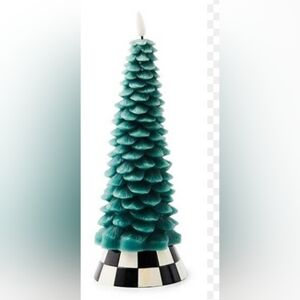 MacKenzie-Childs Tree Short Flicker Candle with a Courtly Check base